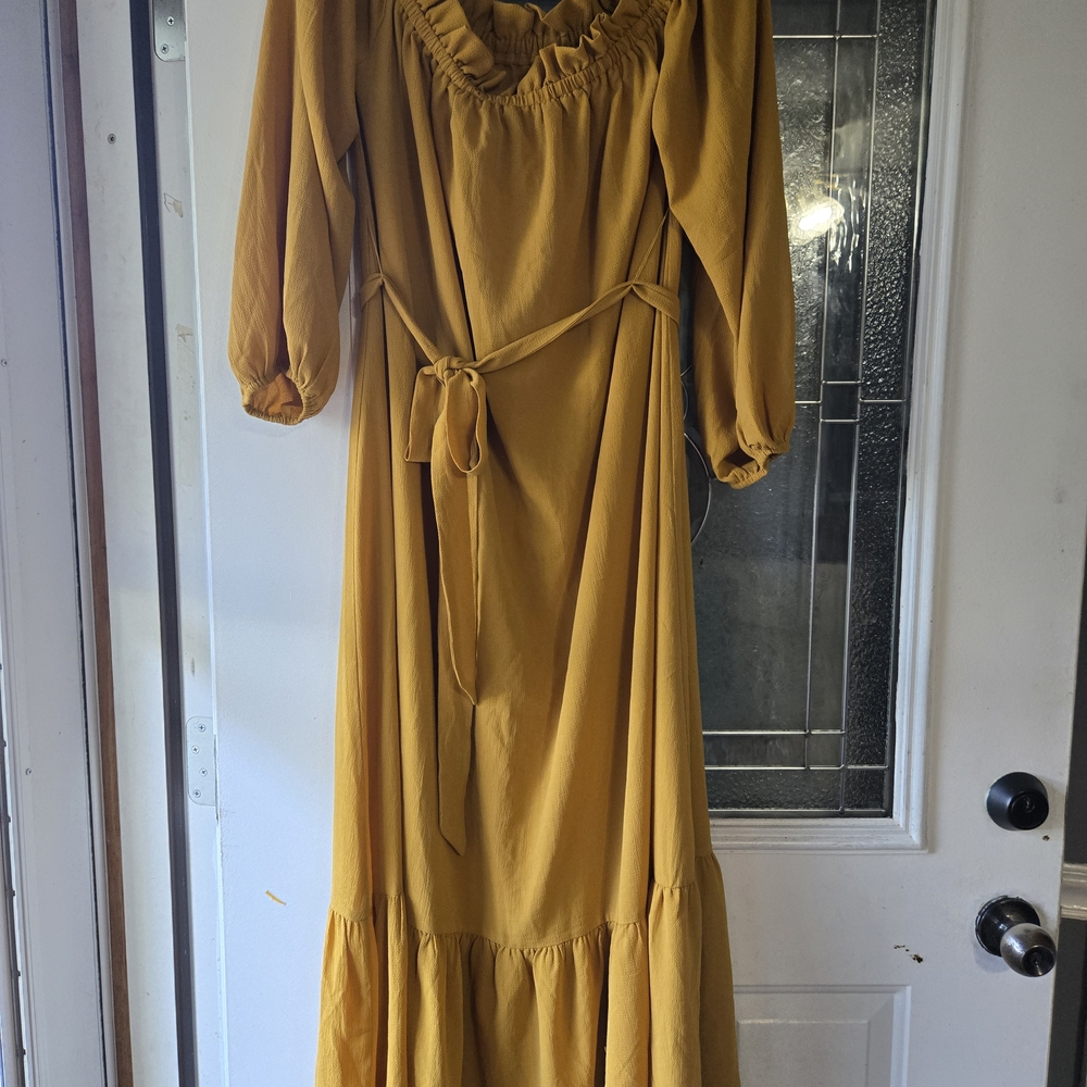 Flying Tomato Mustard Long Sleeve Dress